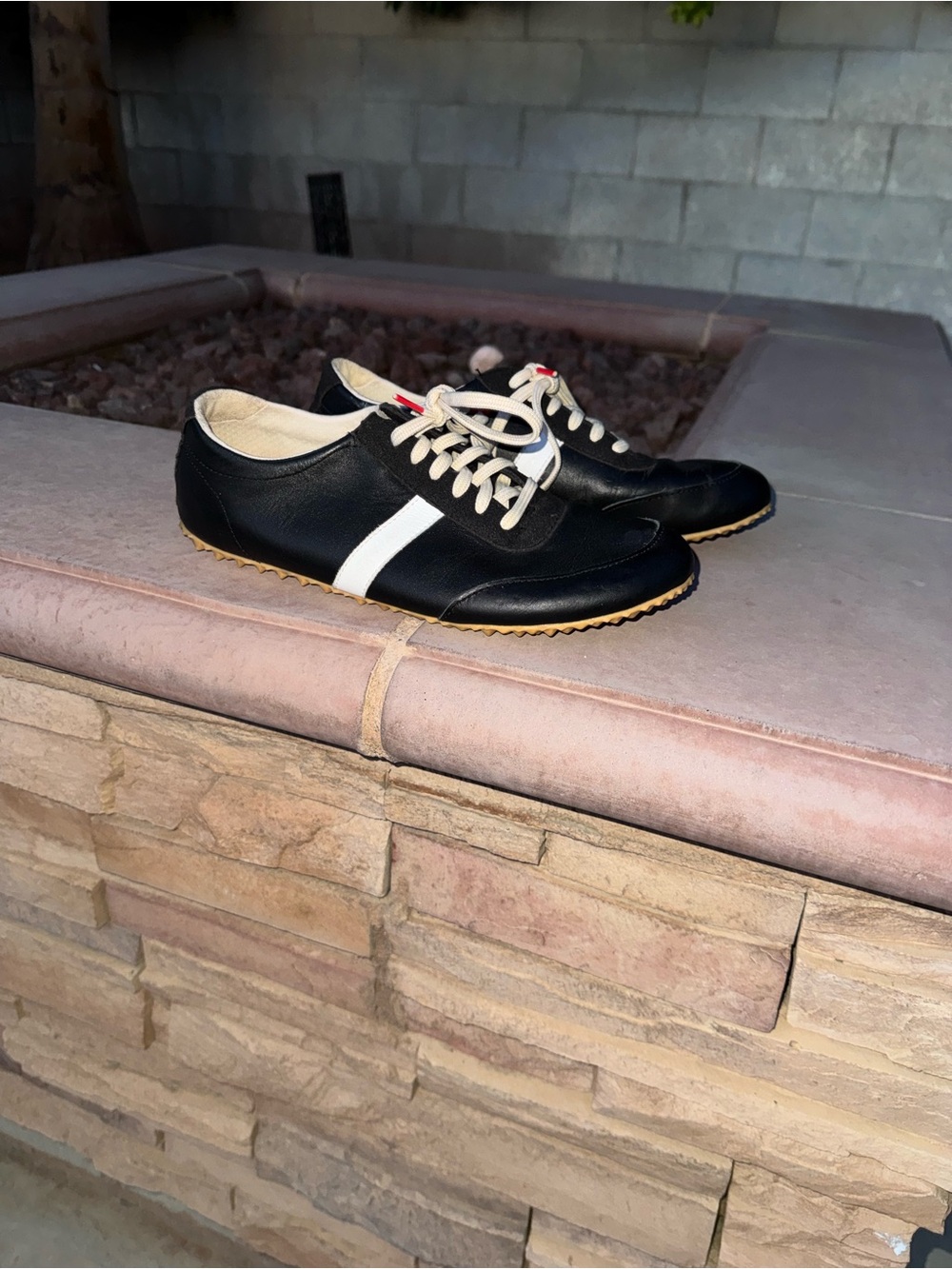 PLAE Ecols WP black leather waterproof Men's Black Sneakers with White Stripe